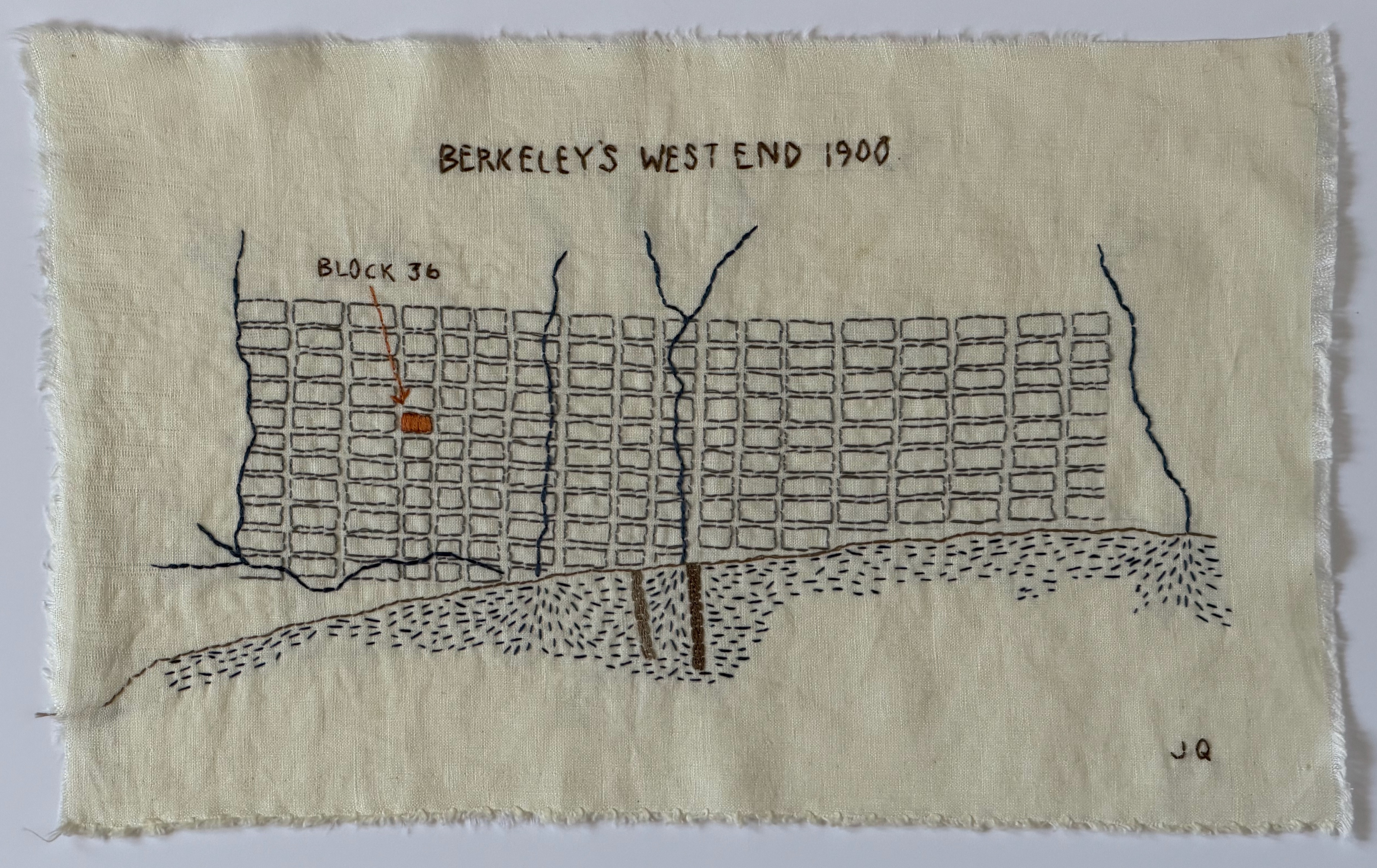 Block 36 · Berkeley's West End 1900, hand-stitched map